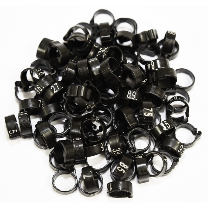 Bagues à clip numérotées 8mm - Lot de 100