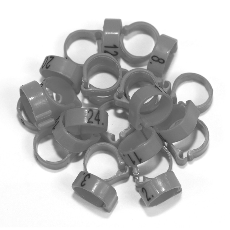 Bagues à clip numérotées 8mm - Lot de 25