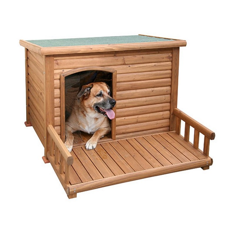 niche en bois avec terrasse de repos pour les chiens