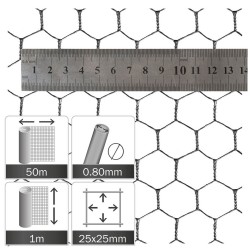 ▷ Grillage à poule maille héxagonale en acier galvanisé - 25 mm - 50 cm x  2,50 m au meilleur prix - Grillage à poule