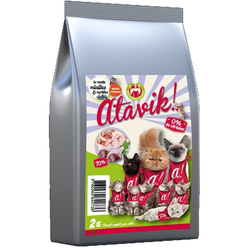 Croquettes Chat Croissance Volaille Myrtilles Sans Cereales 2kg Croquettes Chat Croissance Volaille Myrtilles Sans Cereales 2kg