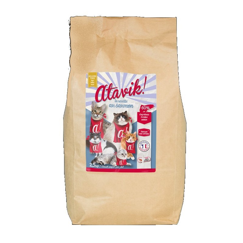 Croquettes chat adulte saumon sans céréales - 2.5kg - Fabriqué en France Croquettes chat adulte saumon sans céréales - 2.5kg - Fabriqué en France
