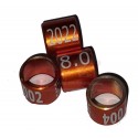 Bague métal fermée, numérotée, 8mm, 2022, orange-brun